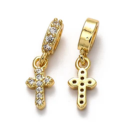  Charm Cruz Con Circones | Baño de oro 18k