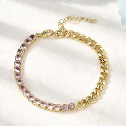  Pulsera Cadena con Strass | Baño de oro 18k