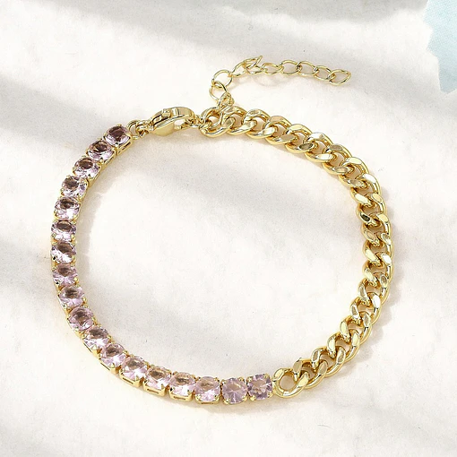 Pulsera Cadena con Strass | Baño de oro 18k