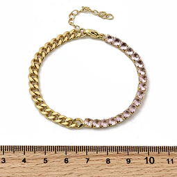  Pulsera Cadena con Strass | Baño de oro 18k