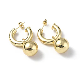  Aro Semi Argolla con Balin | Baño de oro 18k