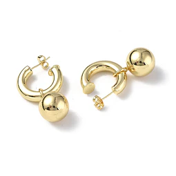  Aro Semi Argolla con Balin | Baño de oro 18k