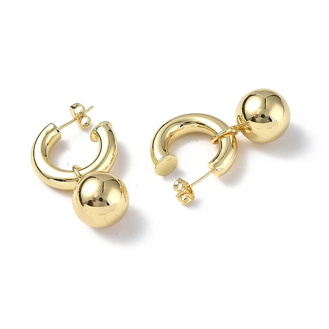 Aro Semi Argolla con Balin | Baño de oro 18k