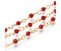 1 Metro Cadena con cristales rojos | Baño de oro 18k
