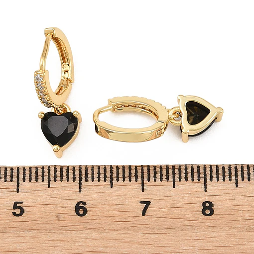 Aro Argolla Con Circones y Corazón Negro | Baño de oro 18k