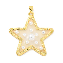  Colgante Estrella Perlas en resina | Baño de oro 18k