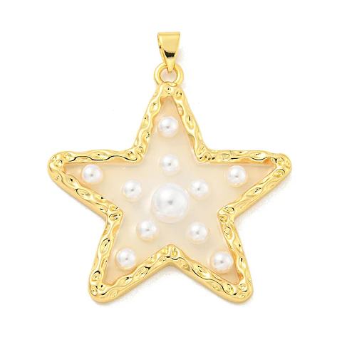 Colgante Estrella Perlas en resina | Baño de oro 18k