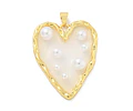 Colgante Corazón con perlas en resina | Baño de oro 18k