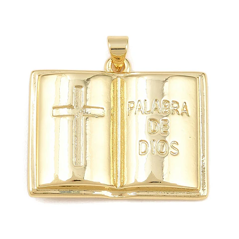 Colgante Biblia - Palabra de Dios y Cruz | Baño de oro 18k