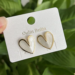 Aros de Corazón Resina | Baño de oro 18k