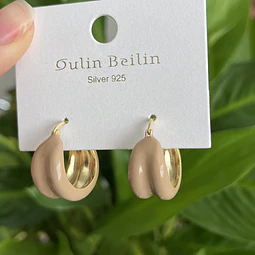 Aro Argolla Bote Esmaltado | Baño de oro 18k