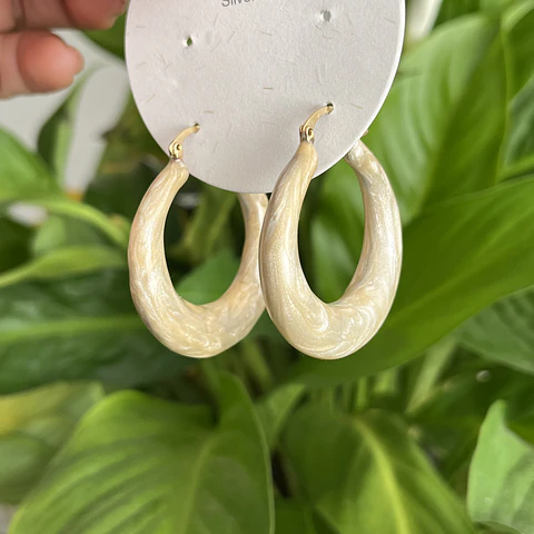 Aro Argollas Con Resina | Baño de oro 18k