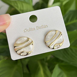 Aro Redondo Con Resina | Baño de oro 18k