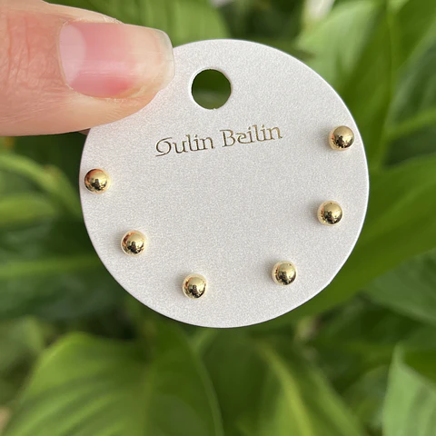 Set de Aros Pelotitas 4mm | Baño de oro 18k