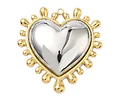 Colgante de Corazón Plateado Borde Dorado | Acero Inoxidable
