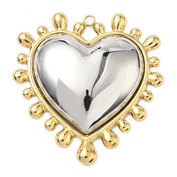  Colgante de Corazón Plateado Borde Dorado | Acero Inoxidable