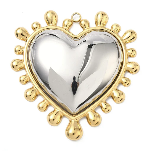 Colgante de Corazón Plateado Borde Dorado | Acero Inoxidable
