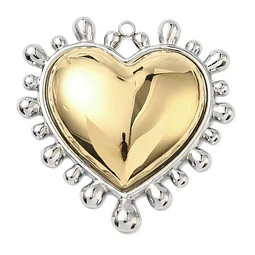  Colgante Corazón Dorado Con Borde Plateado | Acero Inoxidable