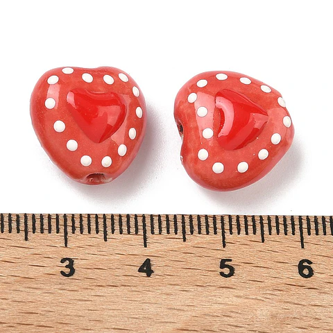 10 Corazones mexicanos hechos a mano de porcelana | Rojo