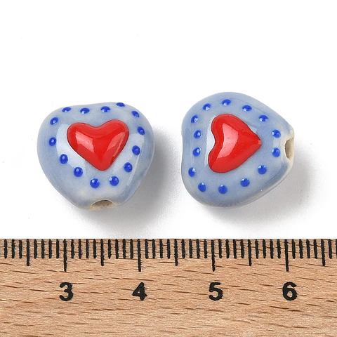 10 Corazones mexicanos hechos a mano de porcelana | Azul Claro