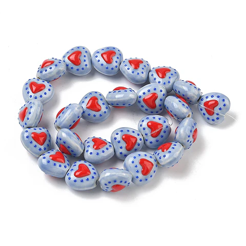 10 Corazones mexicanos hechos a mano de porcelana | Azul Claro