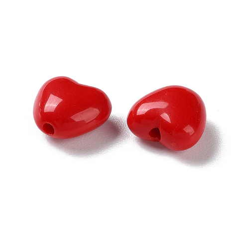 10 pasadores de corazones de acrílico | Rojo Oscuro
