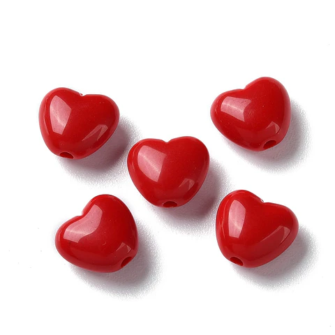 10 pasadores de corazones de acrílico | Rojo Oscuro
