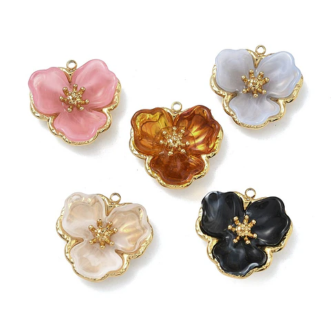 Colgante Flor de Acrilico | Baño de oro 18k