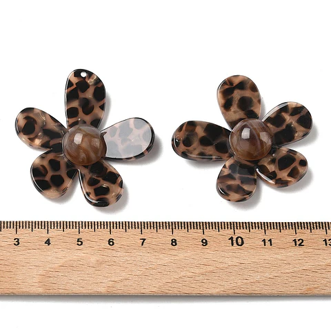 Colgante de Flor de Resina Con Estampado de Animal Print de Leopardo 