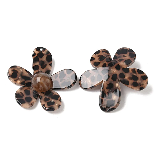 Colgante de Flor de Resina Con Estampado de Animal Print de Leopardo 