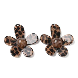  Colgante de Flor de Resina Con Estampado de Animal Print de Leopardo 