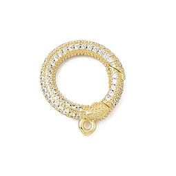  Broche circular con argolla y circones | Baño de oro de 18k