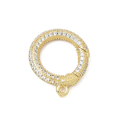Broche circular con argolla y circones | Baño de oro de 18k