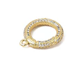 Broche circular con argolla y circones | Baño de oro de 18k