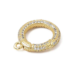  Broche circular con argolla y circones | Baño de oro de 18k