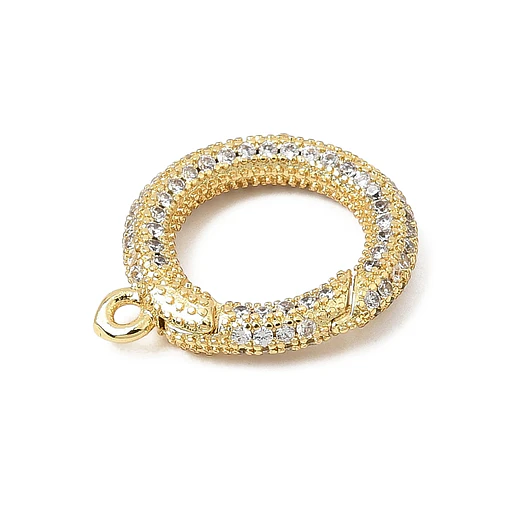 Broche circular con argolla y circones | Baño de oro de 18k