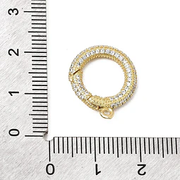  Broche circular con argolla y circones | Baño de oro de 18k