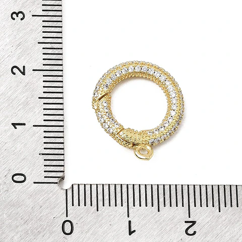 Broche circular con argolla y circones | Baño de oro de 18k