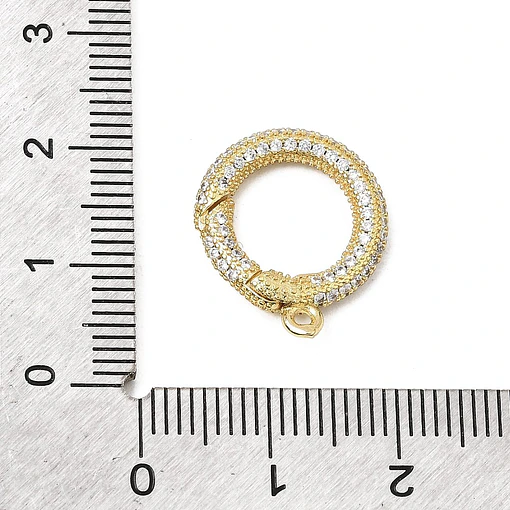 Broche circular con argolla y circones | Baño de oro de 18k