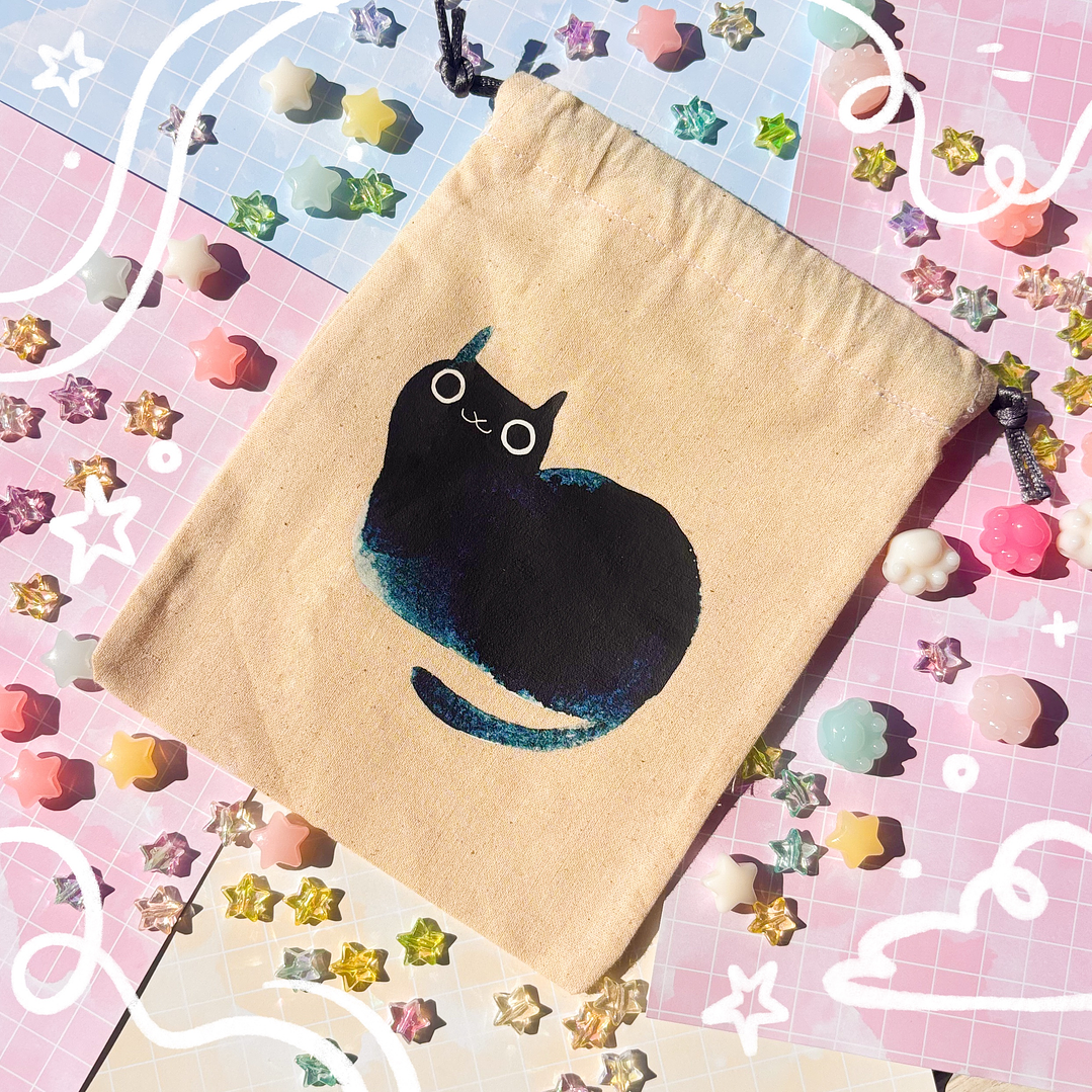 Saquito de tela GATO ACUARELADO 1