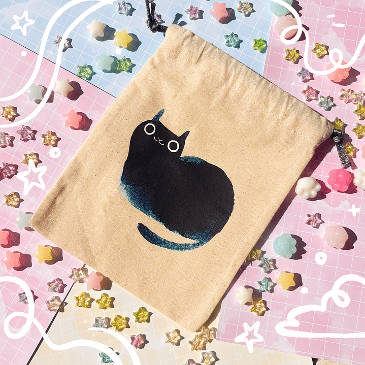 Saquito de tela GATO ACUARELADO 1