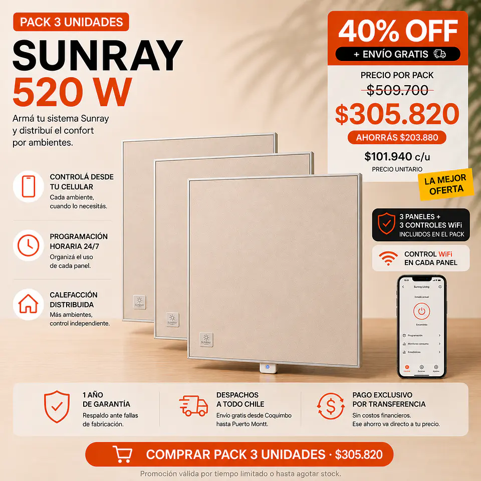 Sunray 520W Control Wifi - PACK X 3 1