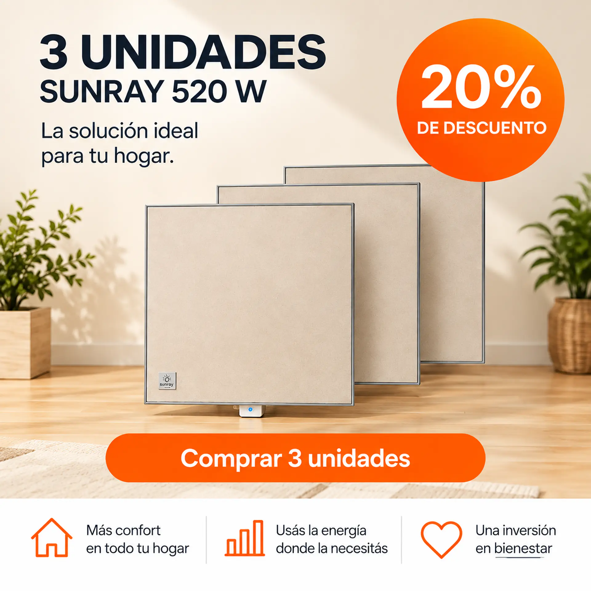 Sunray 520W con Control Wifi - PACK X 3 1