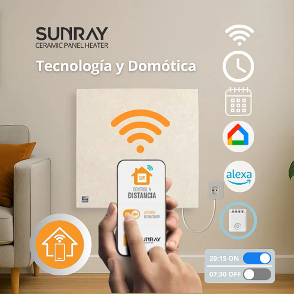 Panel Calefactor Cerámico SUNRAY 520 W – Wi-Fi – Bajo Consumo 2