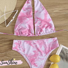 Bikini rosado americano tie dye