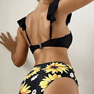 Bikini tiro alto negro y amarillo girasoles 🌻 