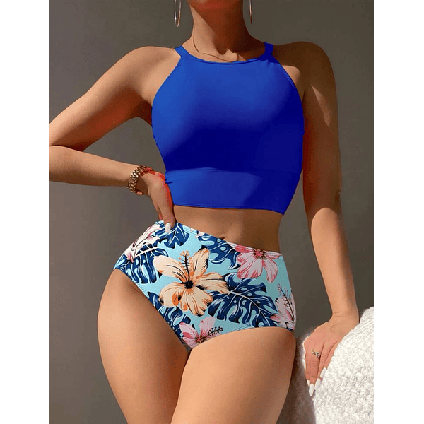 Bikini tiro alto azul
