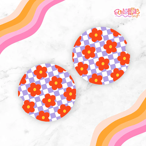 Retro Flowers Car Coaster