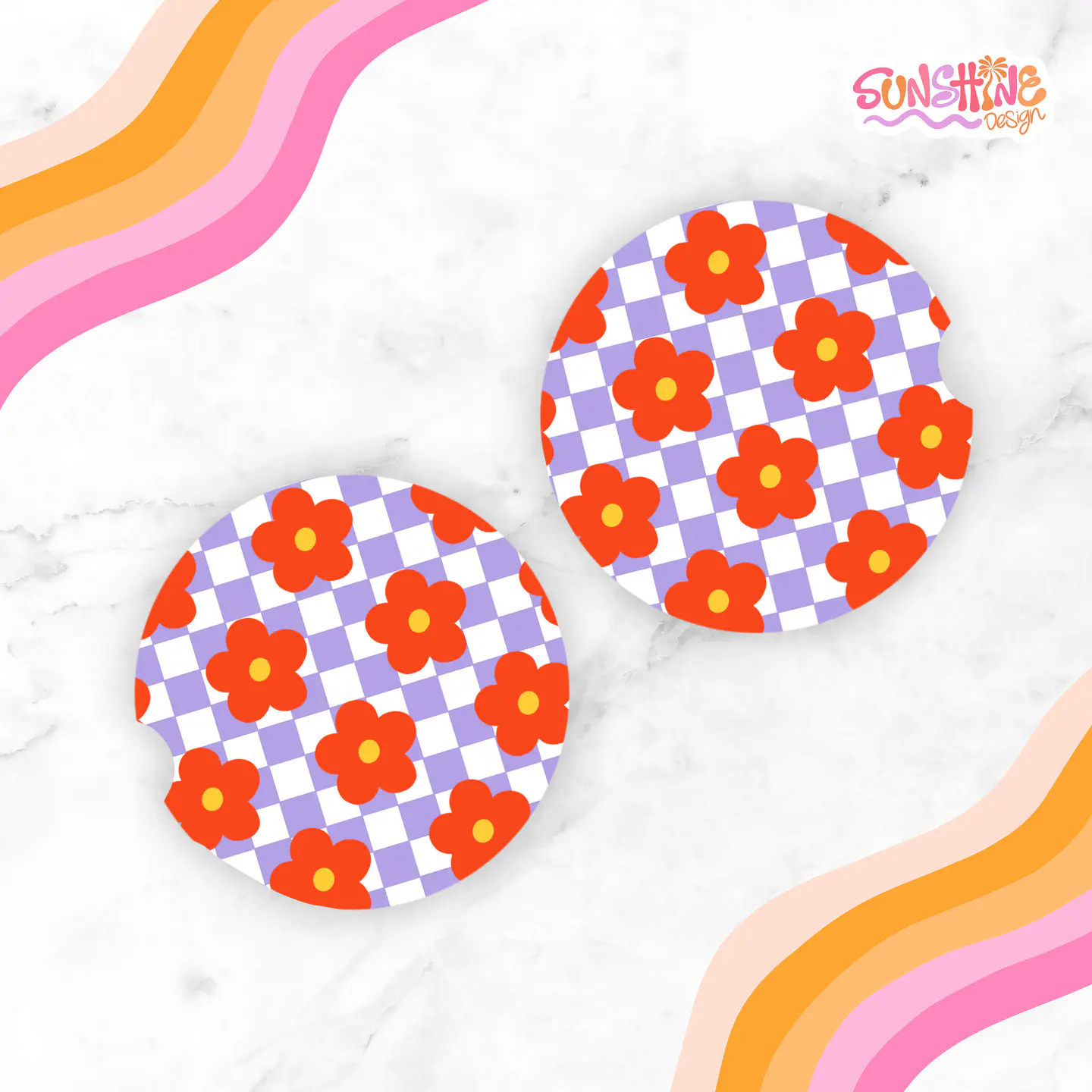 Retro Flowers Car Coaster 1