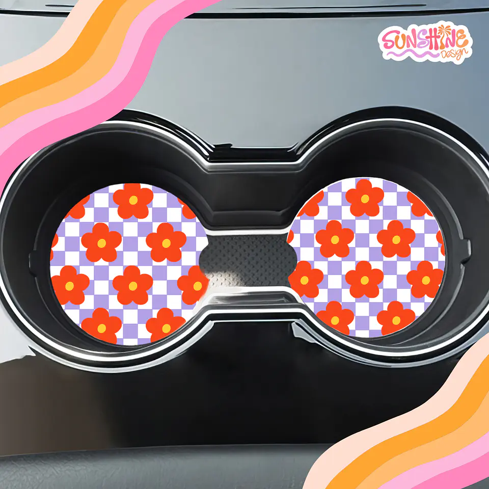 Retro Flowers Car Coaster 2